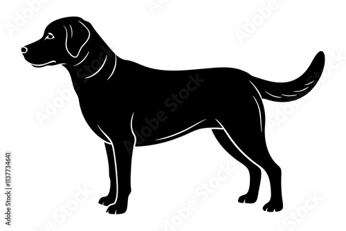 Labrador Retriever Silhouette Vector Illustration of a Standing Dog with Wagging Tail