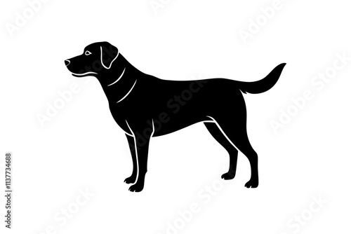 Labrador Retriever Silhouette Vector Illustration of a Standing Dog with Wagging Tail