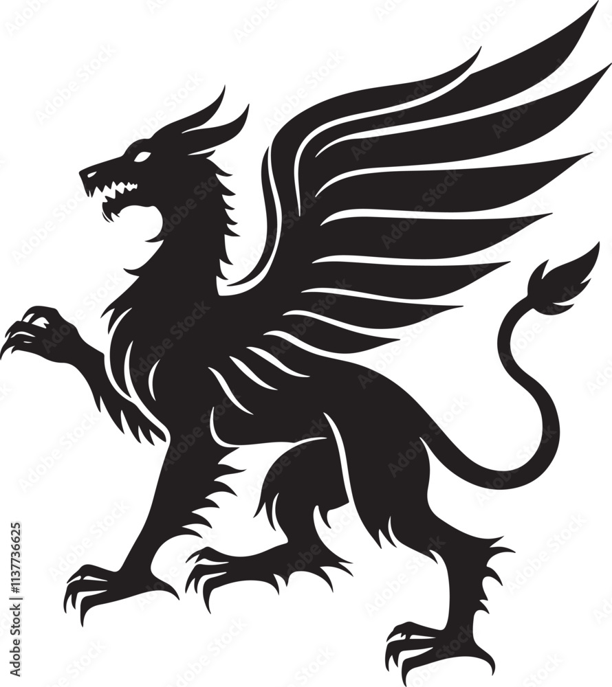 Obraz premium Silhouette Griffin icon, sign symbol vector illustration isolate on white background