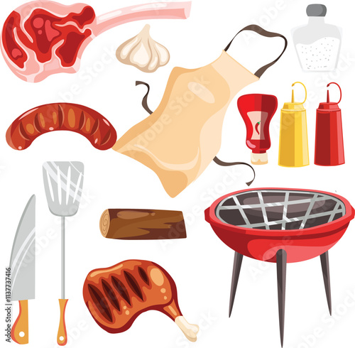 hand drawn barbecue theme vector elements pack