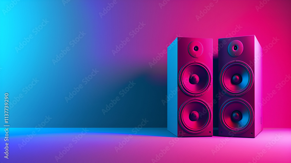 Simple and minimal color background with soundbox Simple and minimal color background with soundbox