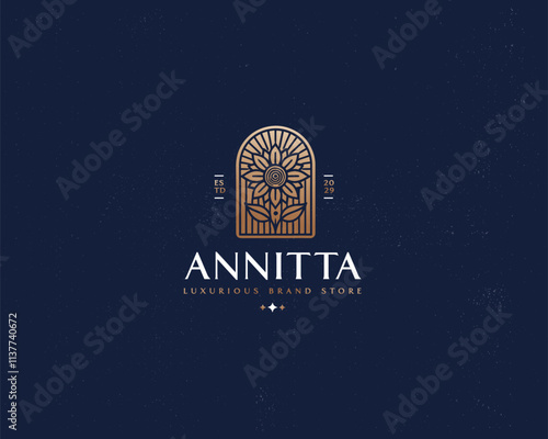 Minimalist Luxury Flower  logo for clinic, spa, hotel template for business company