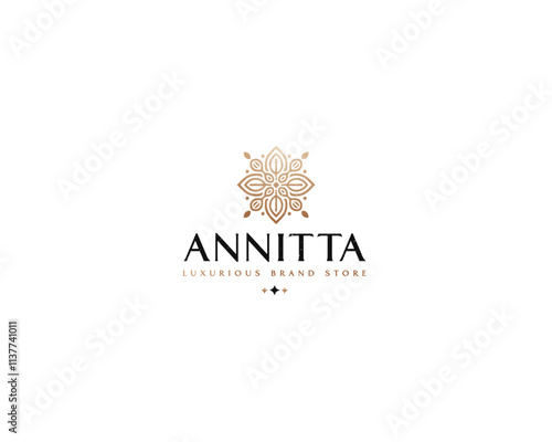 Minimalist Luxury Flower  logo for clinic, spa, hotel template for business company