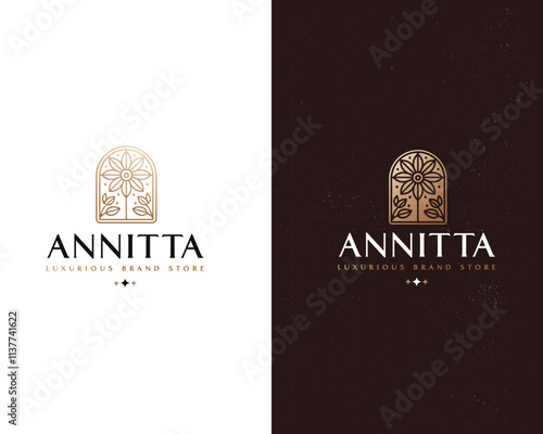Minimalist Luxury Flower  logo for clinic, spa, hotel template for business company