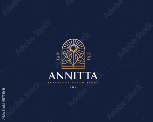 Minimalist Luxury Flower  logo for clinic, spa, hotel template for business company