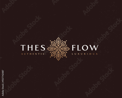 Minimalist Luxury Flower  logo for clinic, spa, hotel template for business company