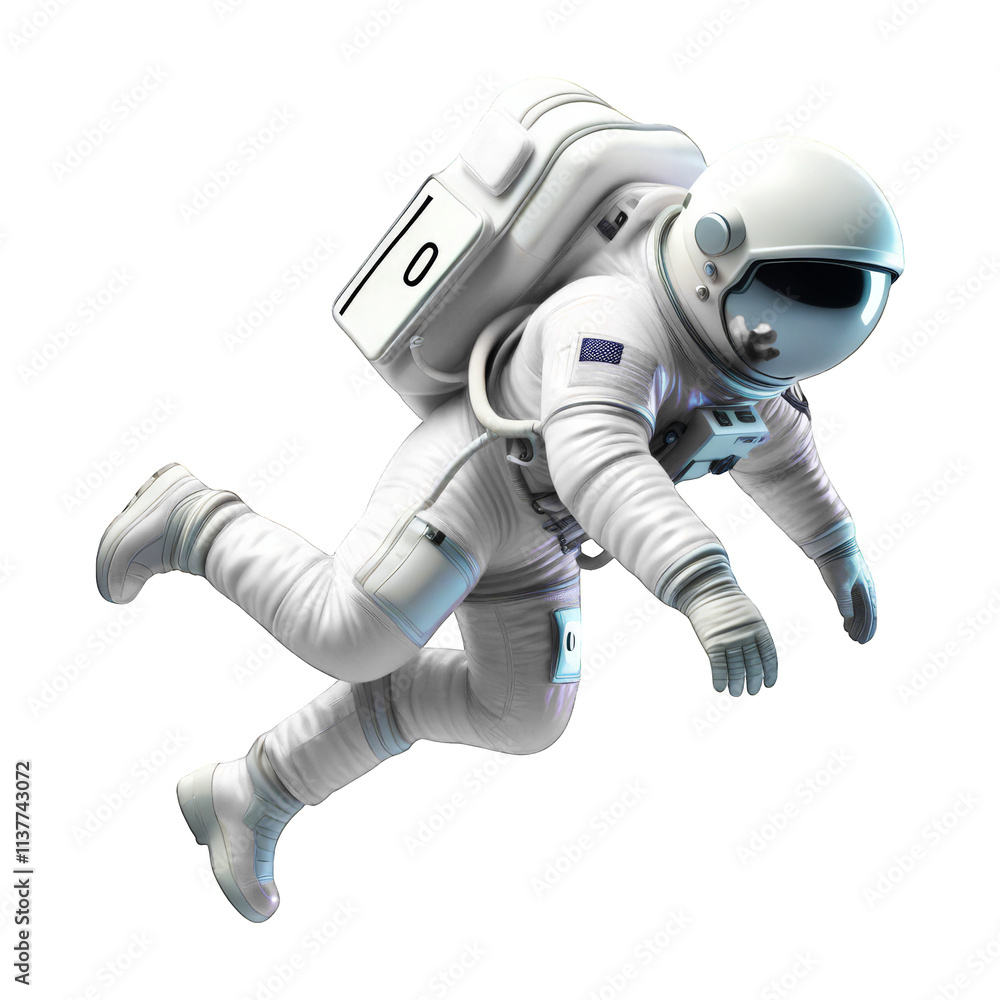 Astronaut Floating in Space Flight Motion Astronaut Floating in Space Flight Motion