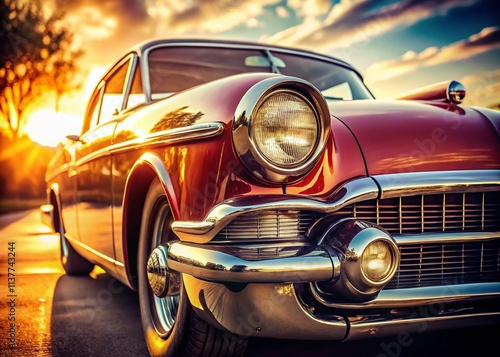 Vintage Luxury Sports Car Photography: Classic Cars, Retro Automobiles, Speed, Elegance, Chrome