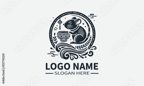 Rat Logo Design, Chinese Zodiac Logo, Year of the Rat Logo, 