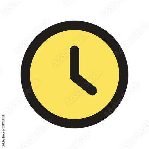 A pixelated yellow analog clock displaying a simplified time indication.