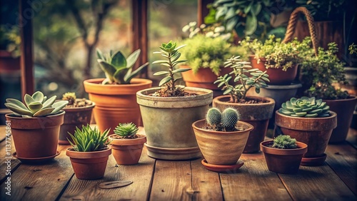 Wallpaper Mural Vintage Potted Plants Background, Aesthetic Free Stock Photo, Botanical Photography, Retro Plant Decor Torontodigital.ca