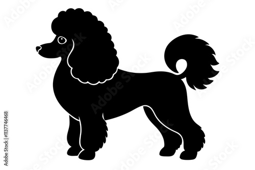 Poodle Silhouette Vector Illustration of a Dog with Fluffy Tail and Rounded Head photo