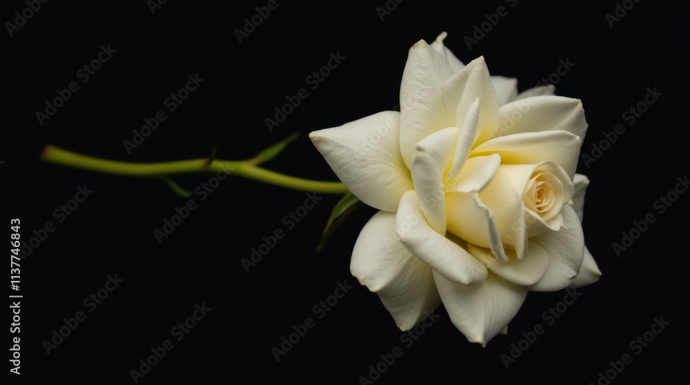 Delicate White Rose on Black Background Delicate White Rose on Black Background
