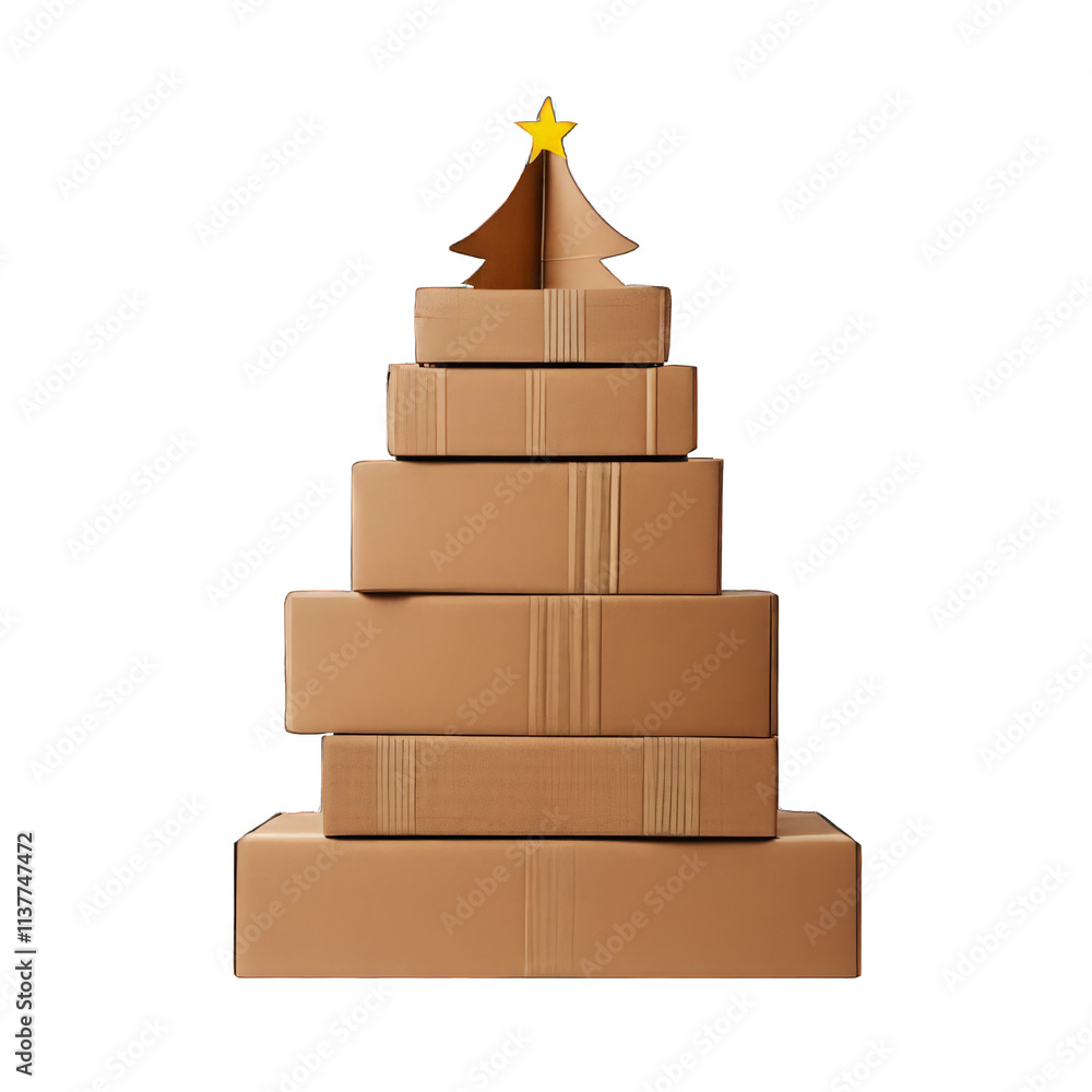 Cardboard Boxes Arranged as Christmas Tree Cardboard Boxes Arranged as Christmas Tree