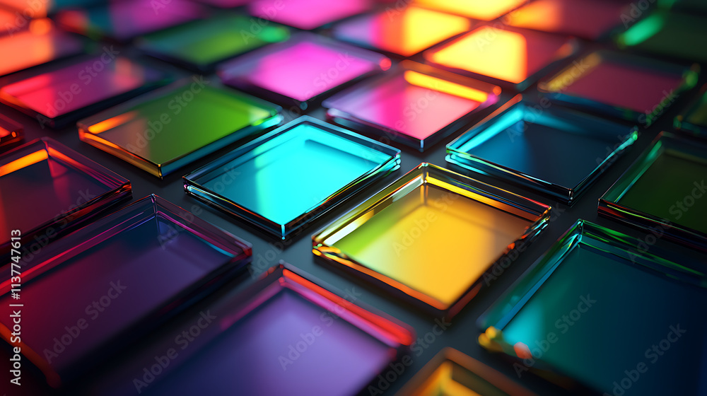 A colorful image of squares made of glass A colorful image of squares made of glass