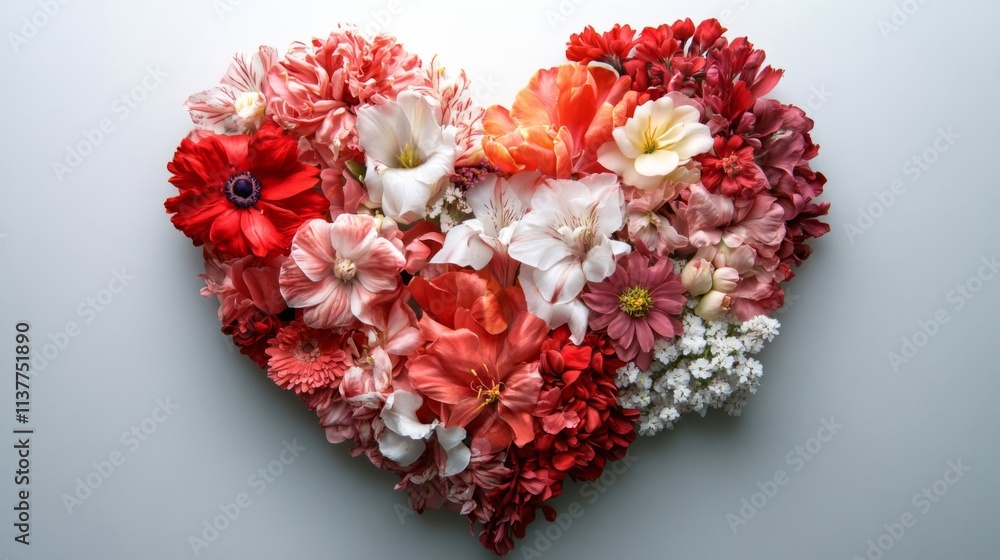 A Heart Shaped Arrangement Of Red And White Flowers A Heart Shaped Arrangement Of Red And White Flowers