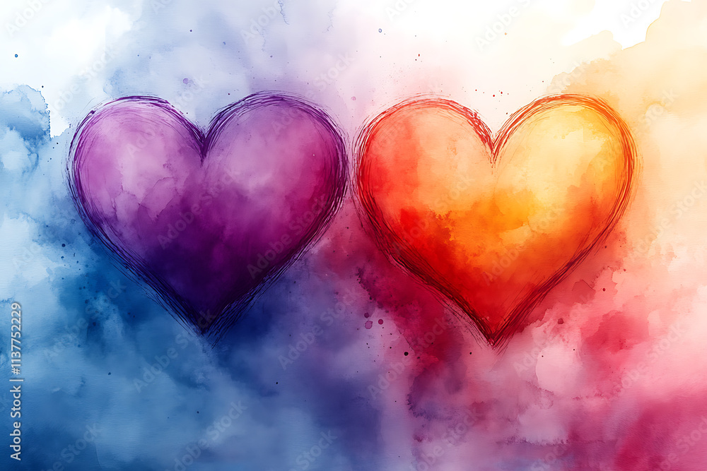 Backgrounds of hearts with a soft watercolor texture with smooth gradients and thin brush strokes in pastel colors
Backgrounds of hearts with a soft watercolor texture with smooth gradients and thin brush strokes in pastel colors