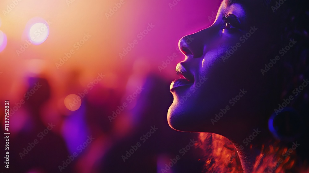 Close-Up Portrait of a woman Face with Soft Focus and Colorful Blurred Background Close-Up Portrait of a woman Face with Soft Focus and Colorful Blurred Background