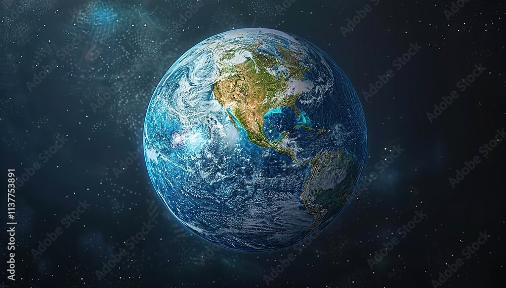 Fototapeta premium North hemisphere. Abstract digital isolated Earth. 