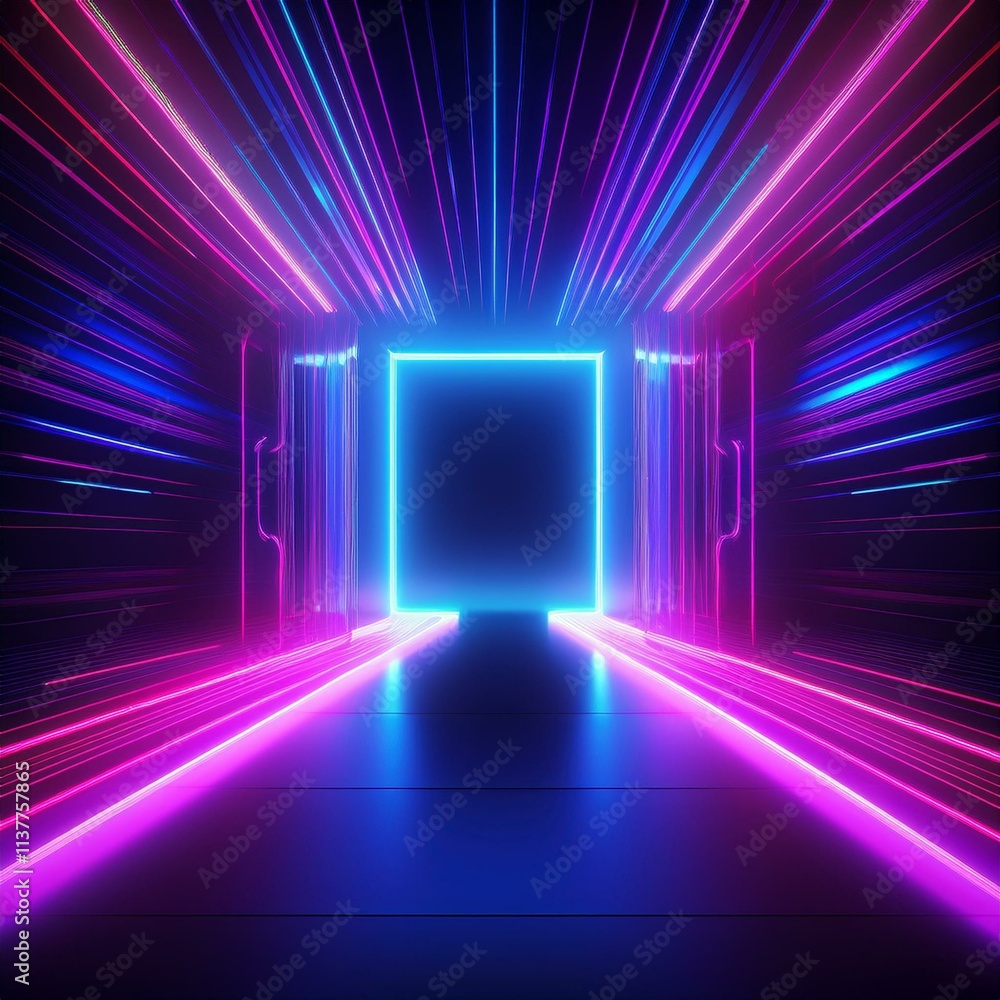 abstract background with glowing lights, fashion catwalk podium virtual reality environment, neon light, square portal, tunnel, ultraviolet spectrum, abstract background, laser show abstract background with glowing lights, fashion catwalk podium virtual reality environment, neon light, square portal, tunnel, ultraviolet spectrum, abstract background, laser show