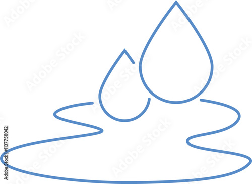 Water drop thin line icon. Spilled liquid. Puddle. Editable Stroke. Vector illustration