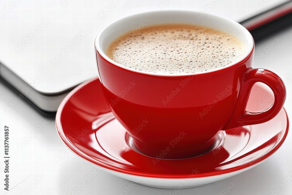 Red Cup of Coffee on White Table