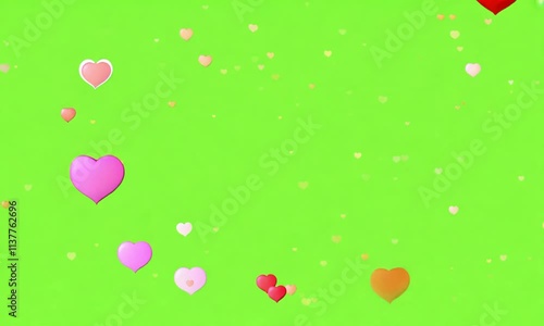 Social Media Live Stream Reactions animated hearts on green screen in 60 FPS photo