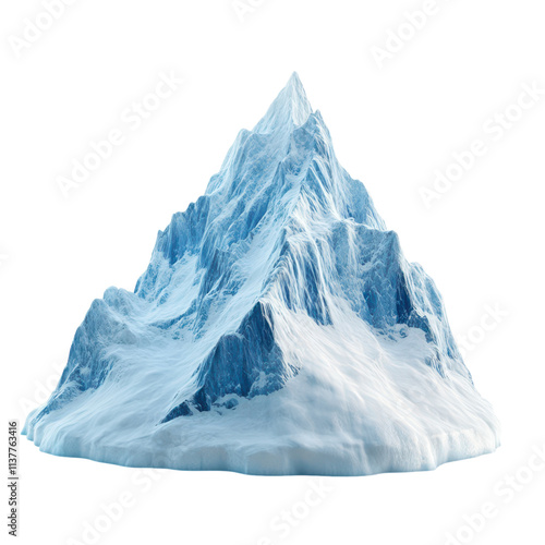 Stunning Ice Mountain Landscape on White Background Transparent Background photo