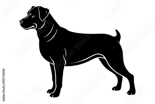 Rottweiler Silhouette Vector Illustration of a Strong Dog Standing Firmly