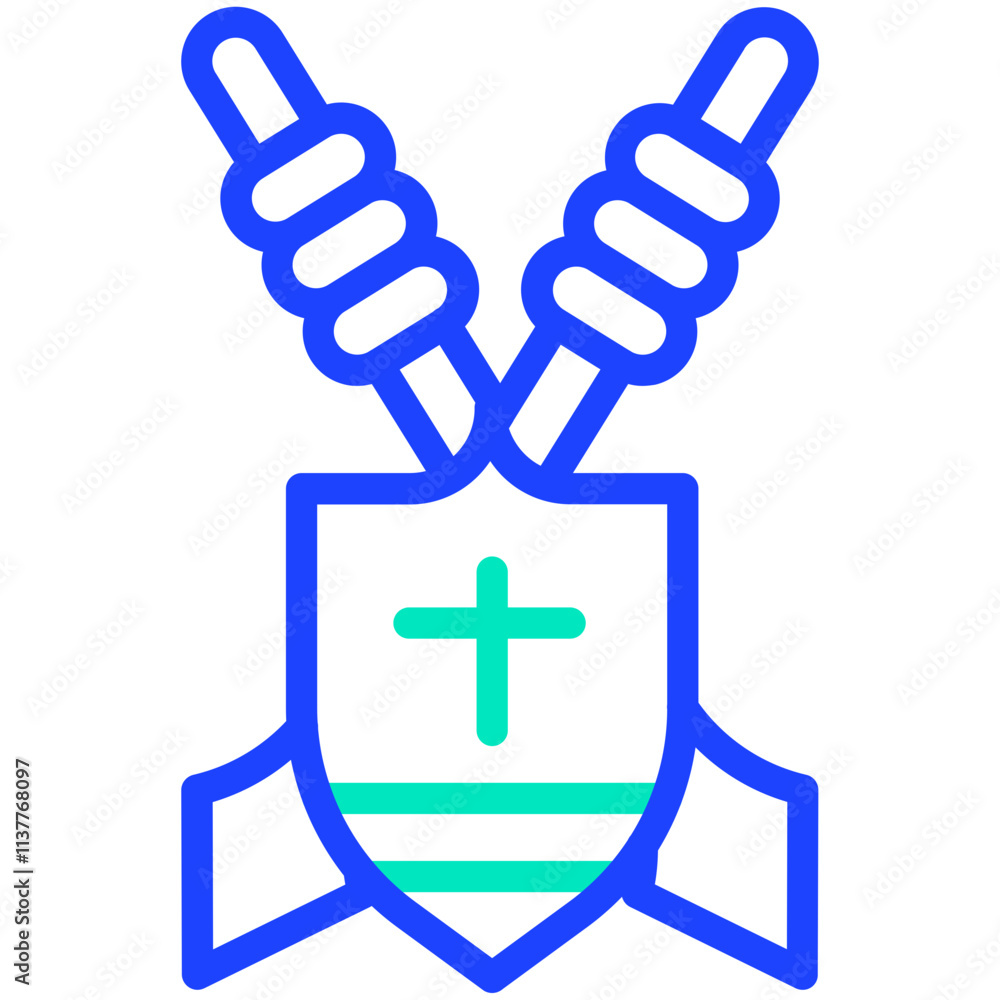 Fototapeta premium Shield with spear Vector Icon Design Illustration