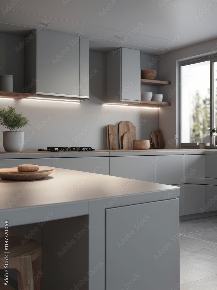 Fototapeta premium grey kitchen