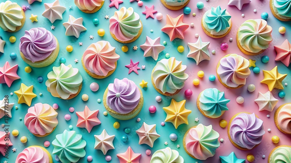 Fototapeta premium Pastel Geometric Food Photography: Starburst Dessert Abstract Design