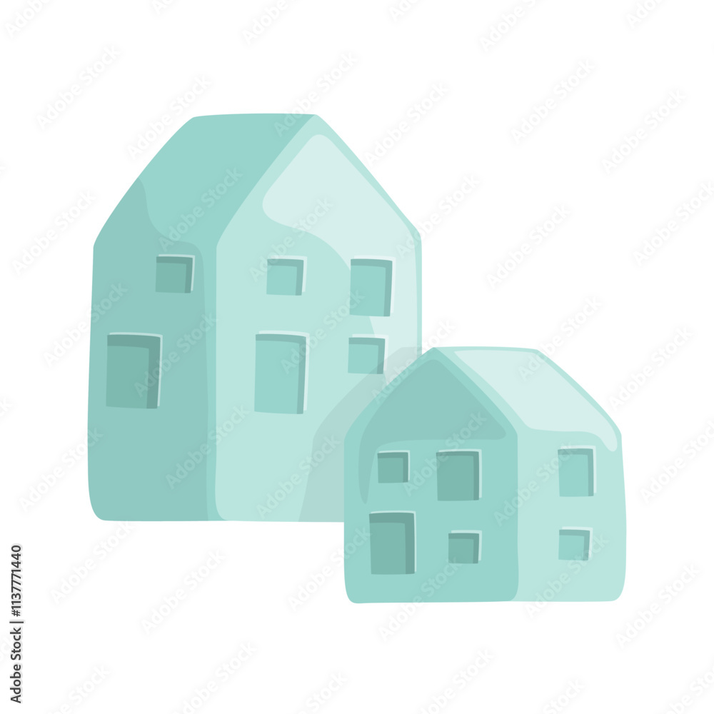 Сeramic houses in cartoone style. Flat vector illustration isolated on white background. Сeramic houses in cartoone style. Flat vector illustration isolated on white background.
