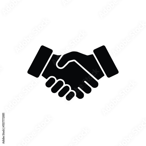 black Handshake icon Silhouette and outline vector illustration isolated on white background