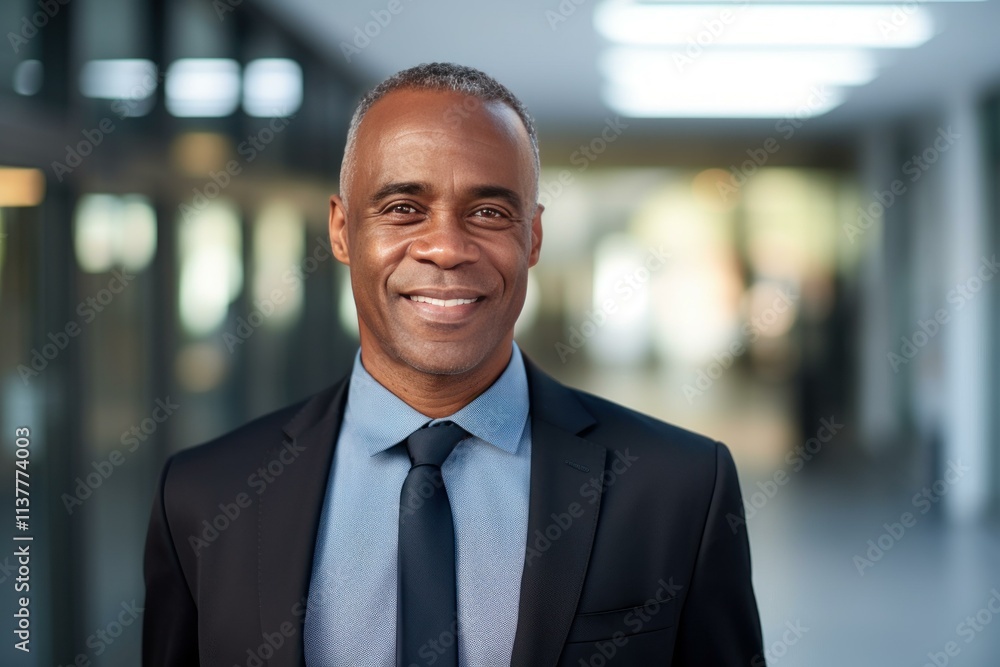 Portrait of smiling senior businessman wearing suit in office building Portrait of smiling senior businessman wearing suit in office building