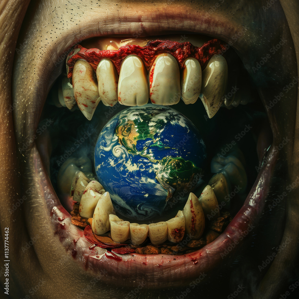 Obraz premium Destruction of nature and the planet Earth by human. Environment theme.