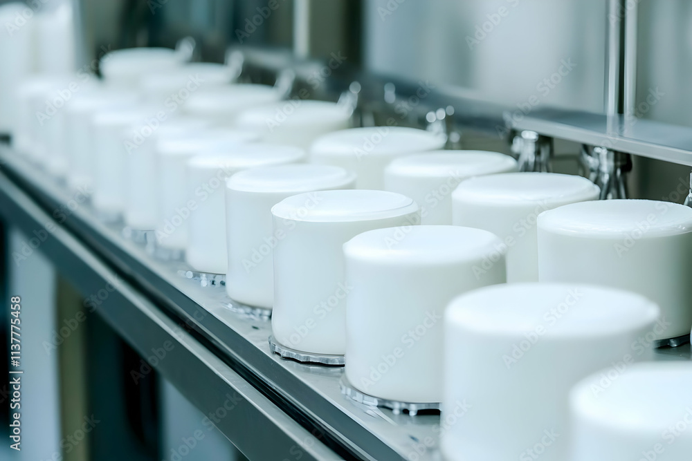 Factory Production Line White Cylinders Factory Production Line White Cylinders