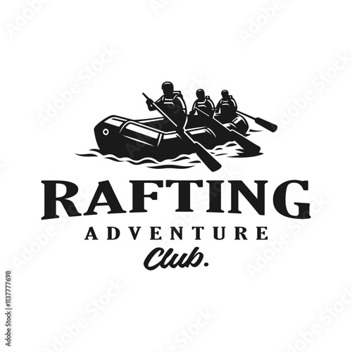 rafting adventure vintage logo design vector template illustration