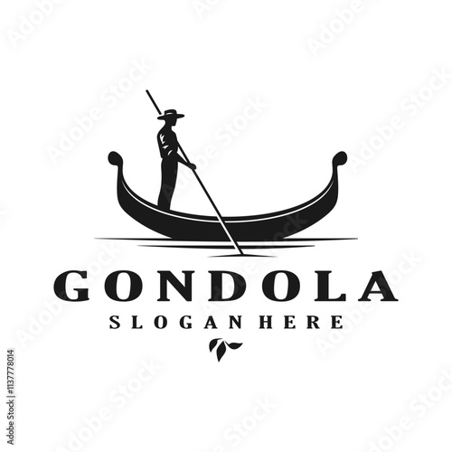 gondola silhouette logo design vector template illustration