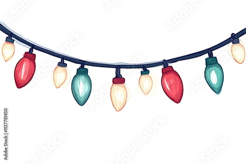 Cartoon image of Garland of Christmas lights, white or transparent background


-