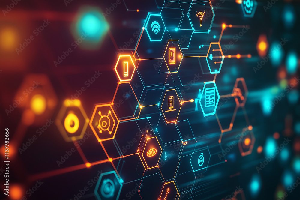 Fototapeta premium ICT - information and telecommunication technology and IOT - internet of things concepts. Diagrams with icons on server room backgrounds