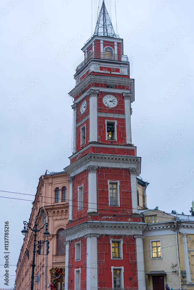 Fototapeta premium City Duma Tower on Nevsky Prospect in St.Petersburg