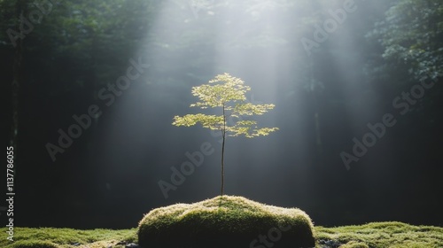 Pantheism Lush rainforest bathed in sunlight with vibrant flora and interconnected wildlife revealing divine harmony photo