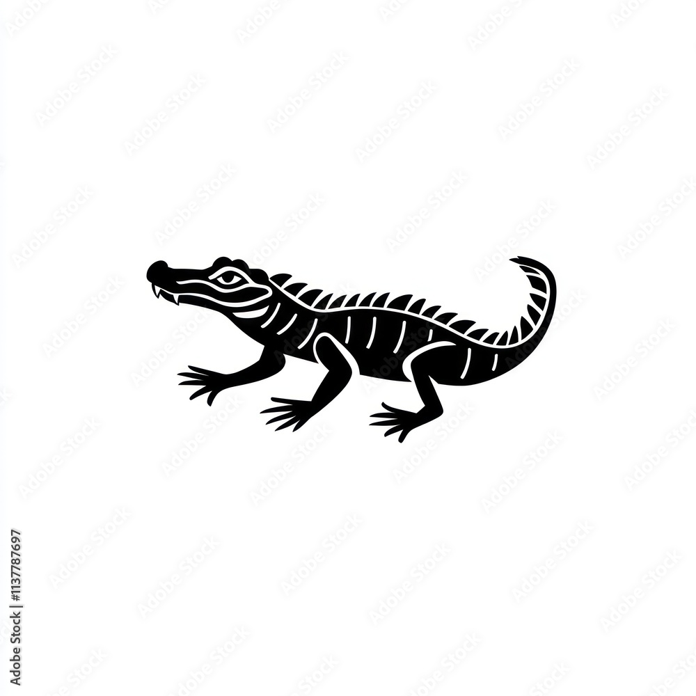 Obraz premium Stylized black alligator illustration.