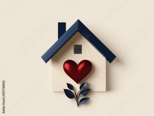 An abstract logo combining a house roof and heart shape, professional modern style 