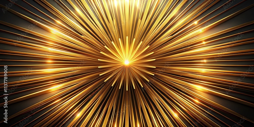 Fototapeta premium Realistic Gold Metal Sunburst Rays on Dark Background with Copy Space for Elegant Designs and Creative Projects in High Resolution