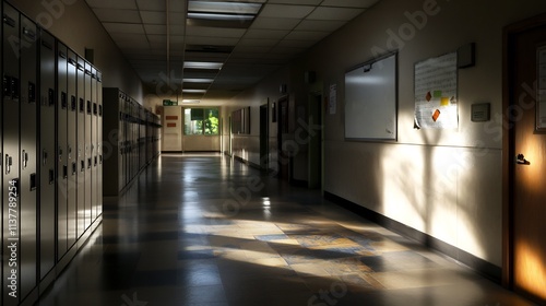 Sunlit School Hallway: A Moment of Tranquility