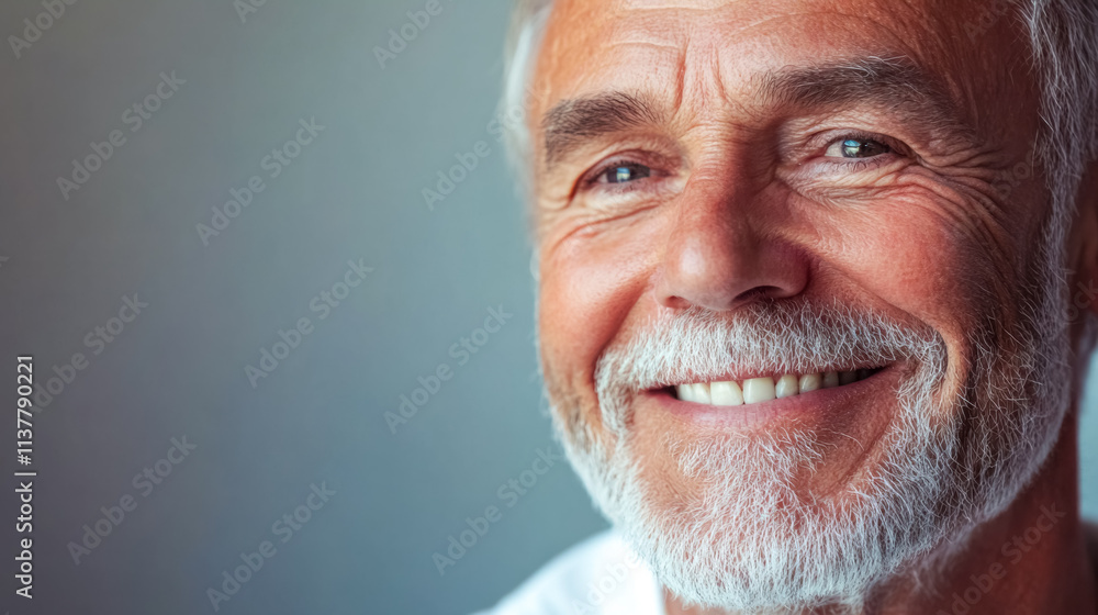 Fototapeta premium Portrait of smiling senior man expressing happiness and confidence