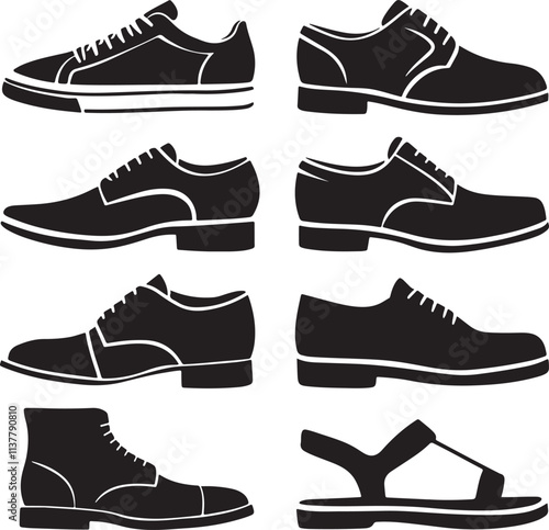 Shoes icon set collection silhouette vector illustration isolate on white background