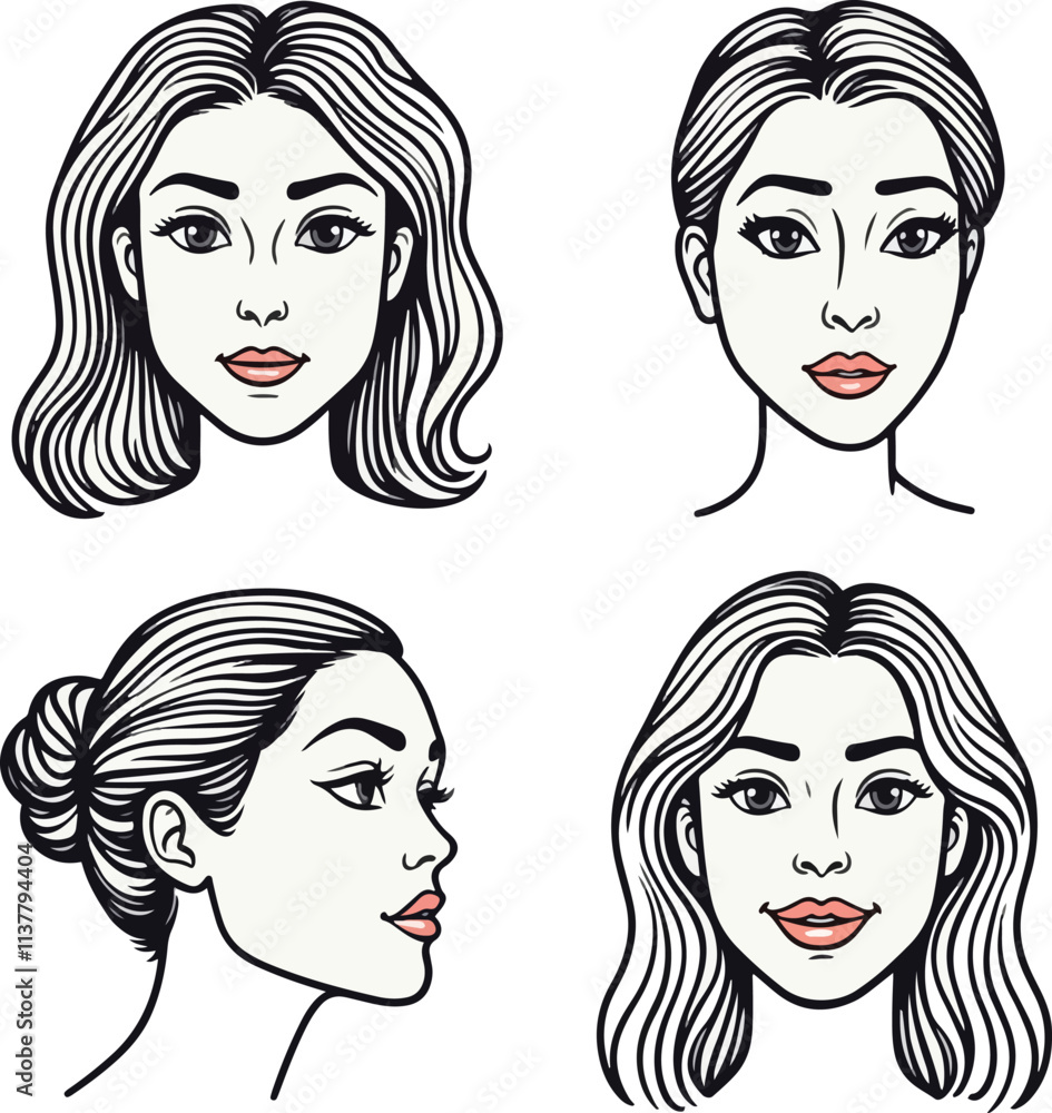 illustration of a woman icon vector set collection illustration of a woman icon vector set collection